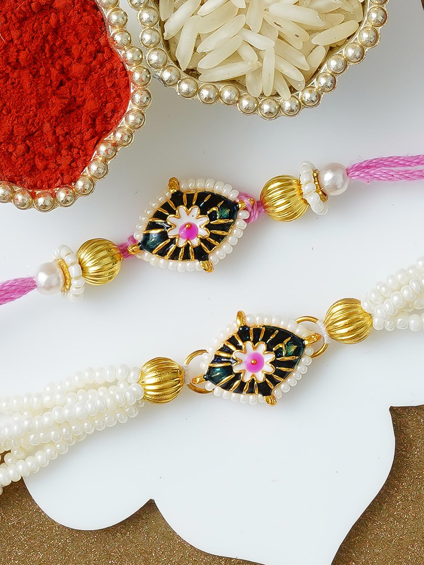 Traditional Rakhi Set with Free Chawal & Kumkum
