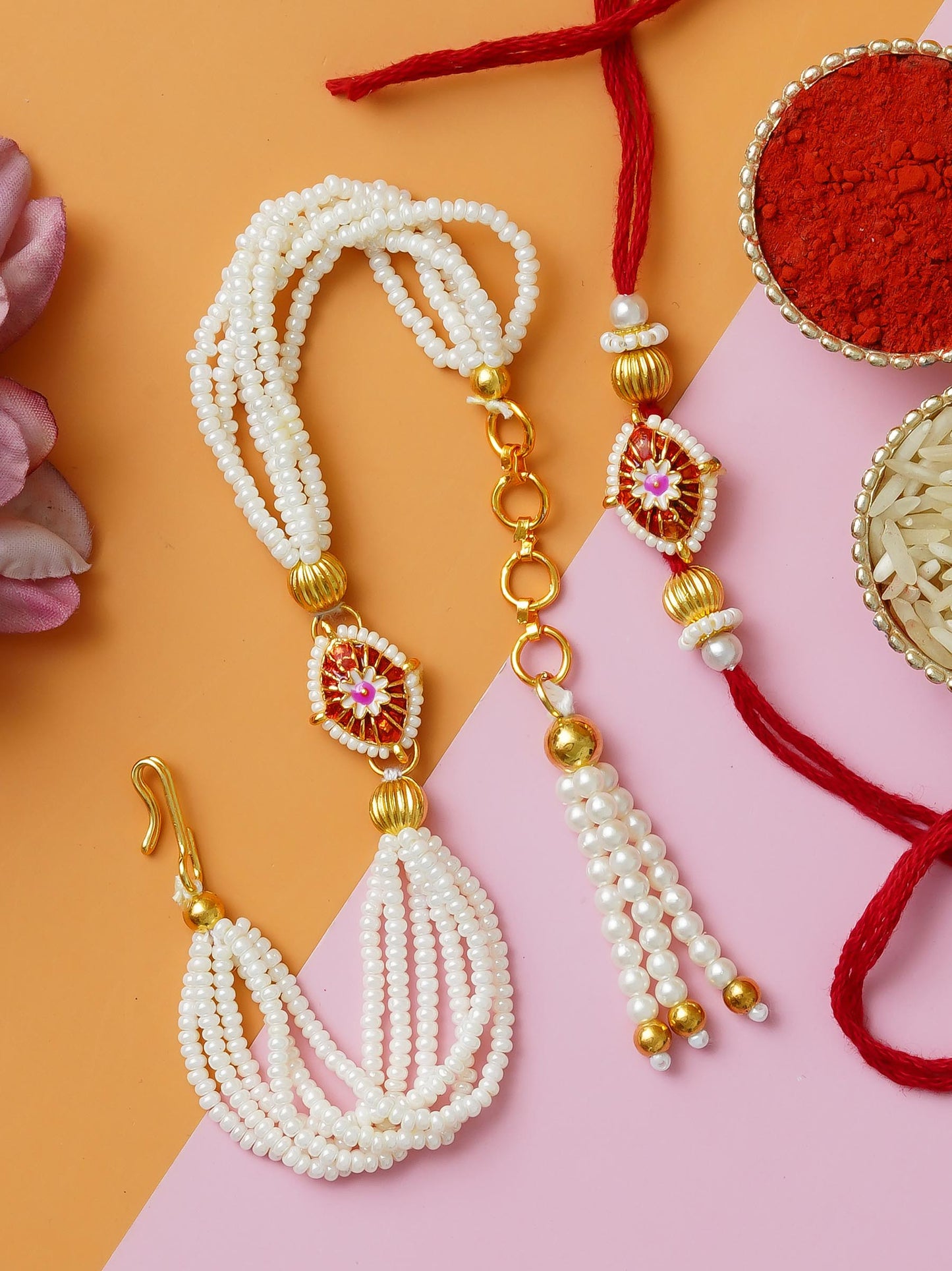 Traditional Rakhi Set with Free Chawal & Kumkum