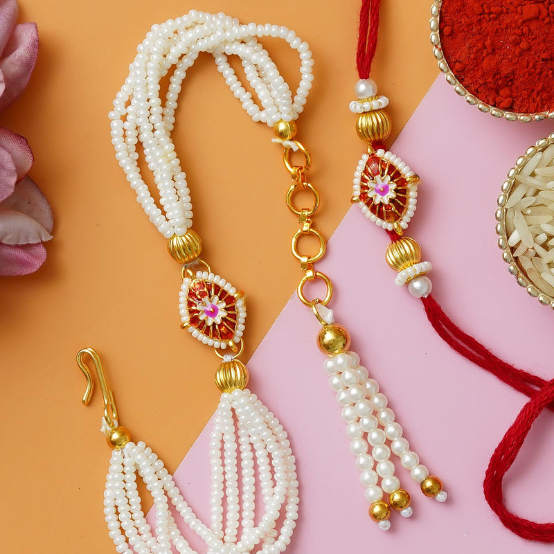 Couple Traditional Rakhi Set with Free Chawal & Kumkum