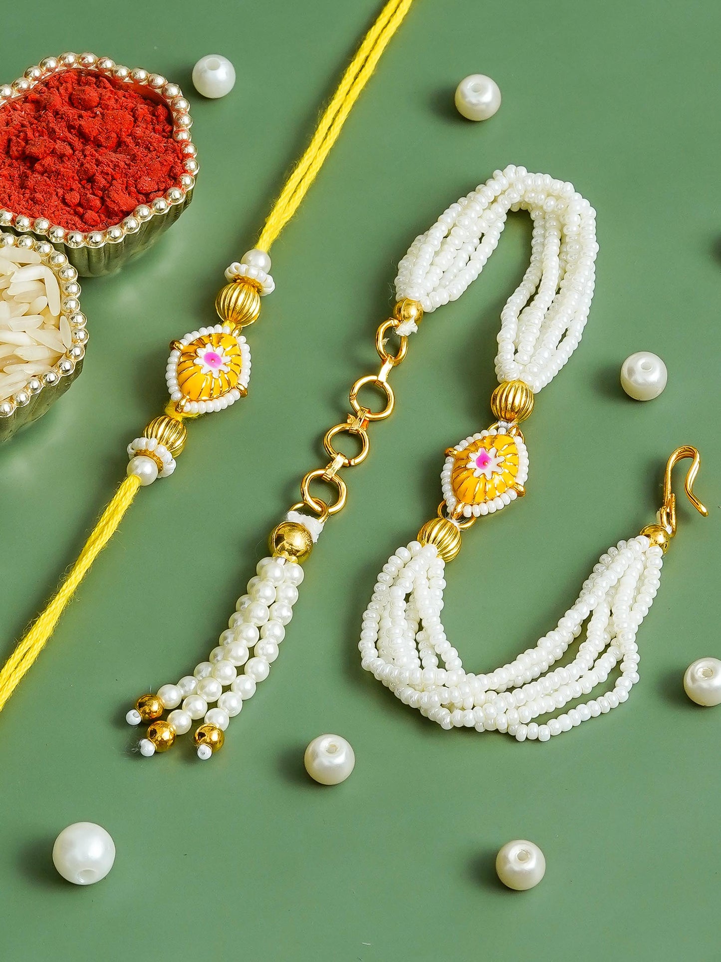 Traditional Rakhi Set with Free Chawal & Kumkum