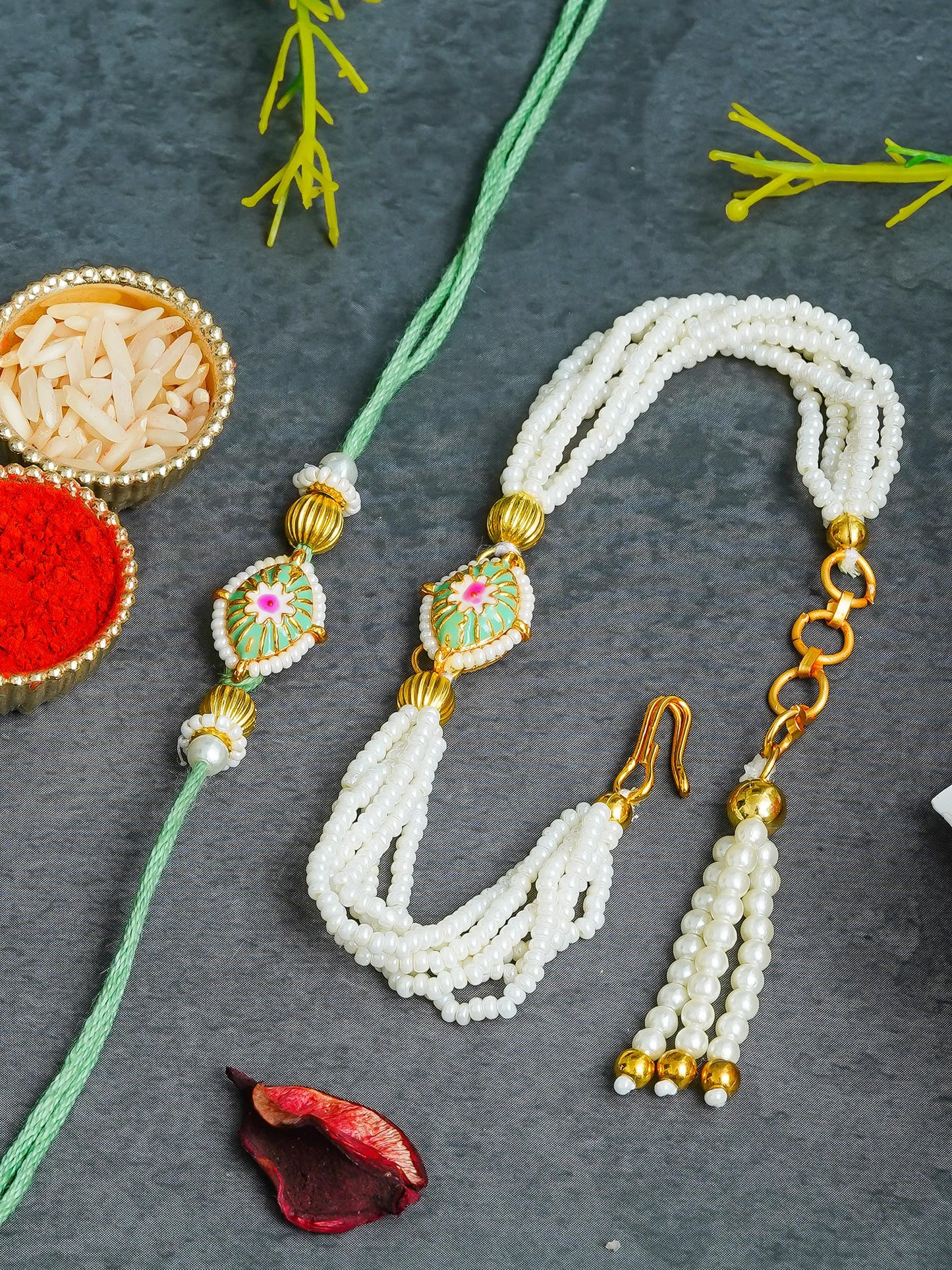 Traditional Rakhi Set with Free Chawal & Kumkum