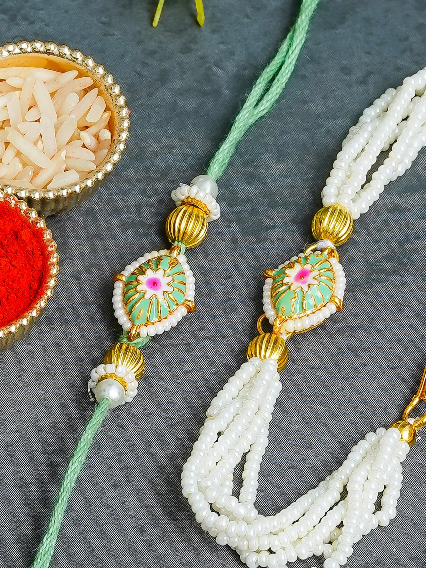 Traditional Rakhi Set with Free Chawal & Kumkum