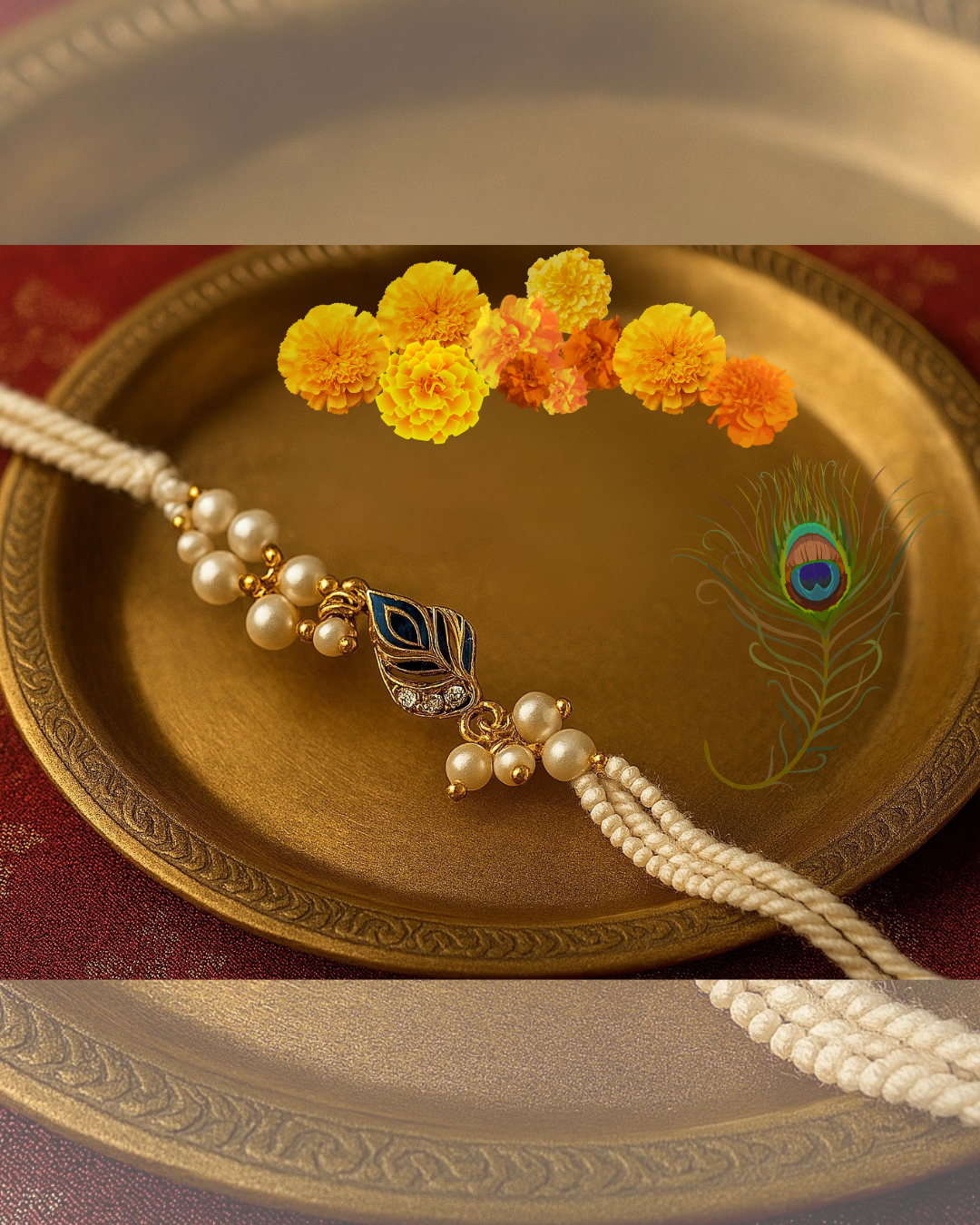 Graceful White Pearl Rakhi ๐ธ