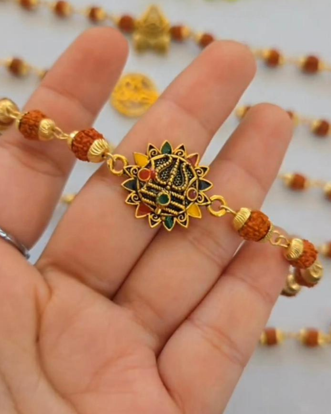 Handmade Trishul ki Dor with Free Chawal & Kumkum
