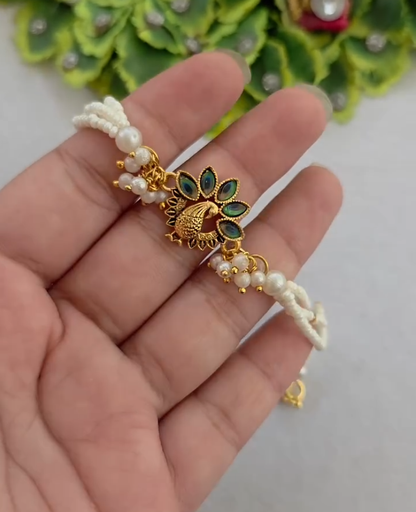 Graceful White Pearl Rakhi 🌸