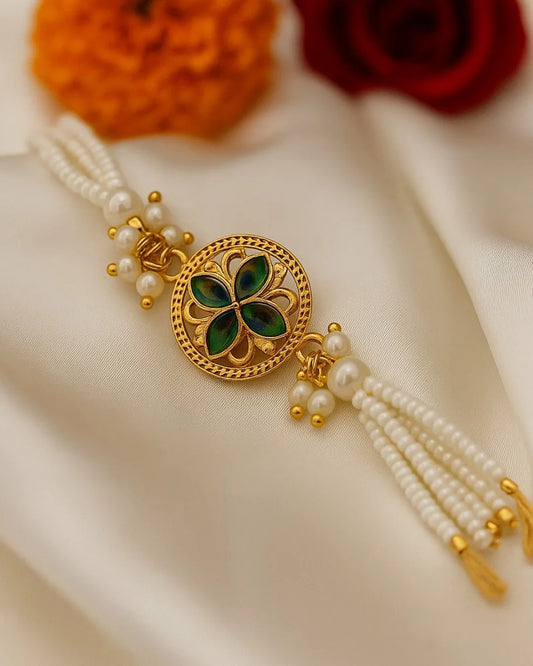 Regal Bloom Designer Rakhi  with Free Chawal & Kumkum