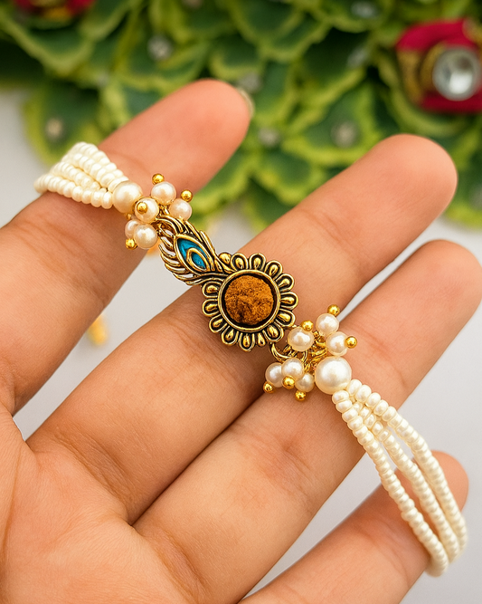 Handmade Rudra Leela Rakhi with Free Chawal & Kumkum