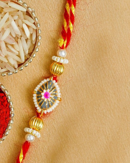 Traditional Rakhi Set with Free Chawal & Kumkum