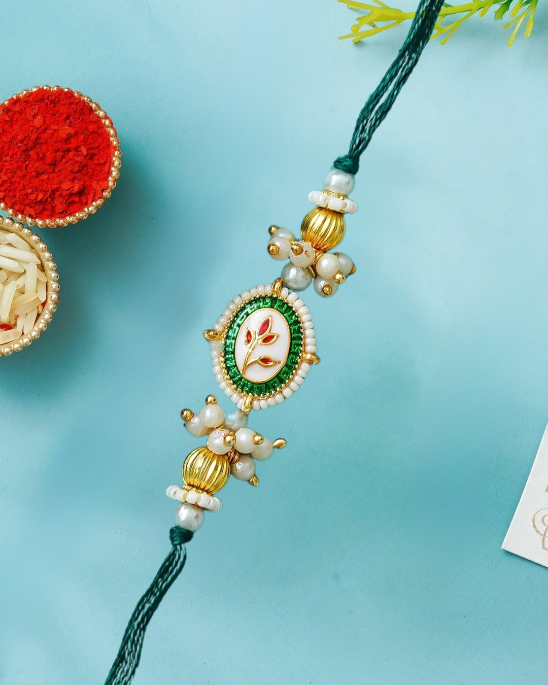 Traditional Rakhi Set with Free Chawal & Kumkum