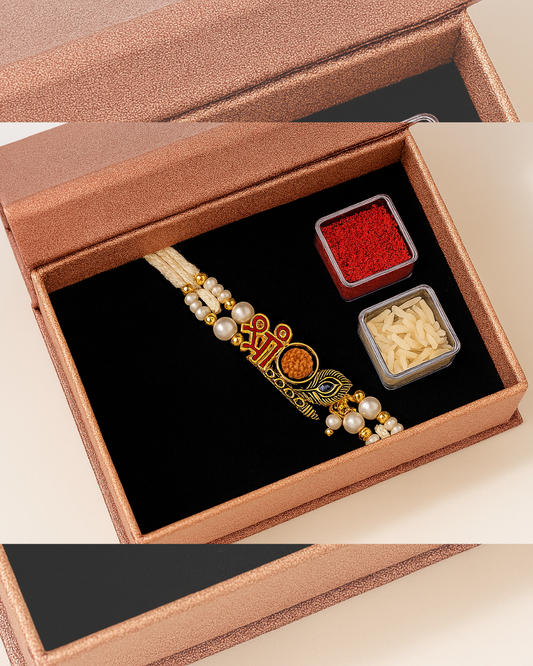 Handmade Shree Rudra Rakhi with Free Chawal & Kumkum