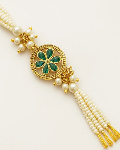 Regal Bloom Designer Rakhi  with Free Chawal & Kumkum