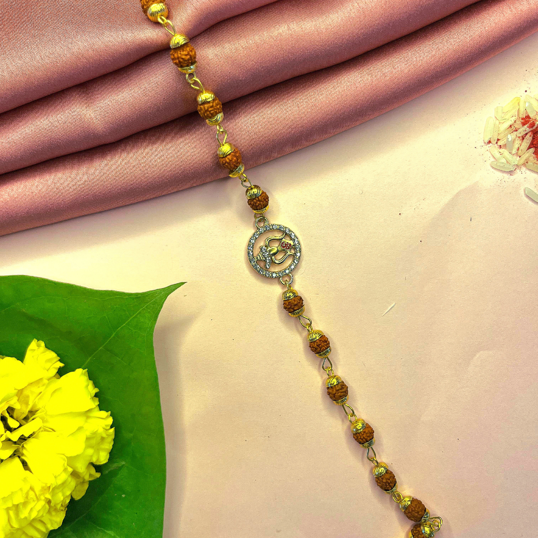 Handmade Vibhuti Rakhi  with Free Chawal & Kumkum