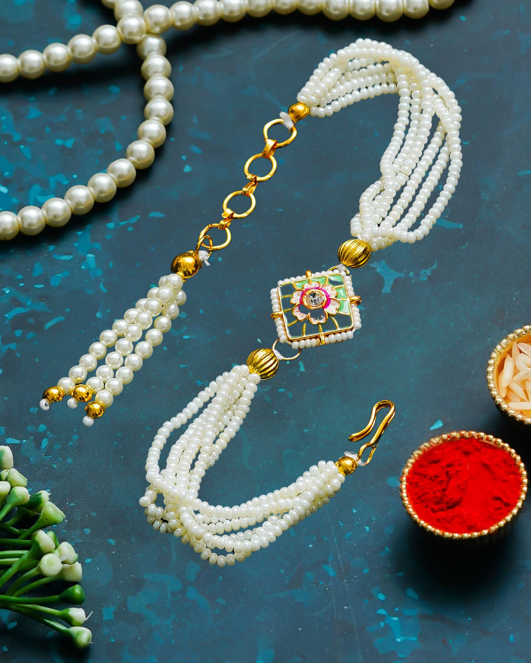 Traditional Rakhi Set with Free Chawal & Kumkum