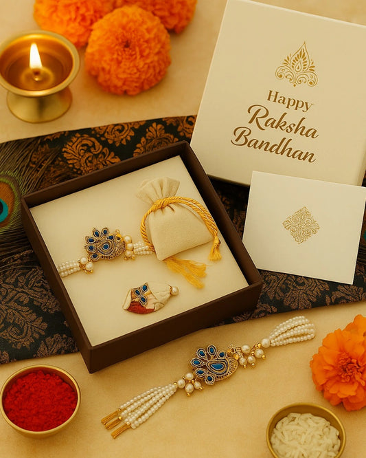 Handmade Pearl Mayuri  with Free Chawal & Kumkum