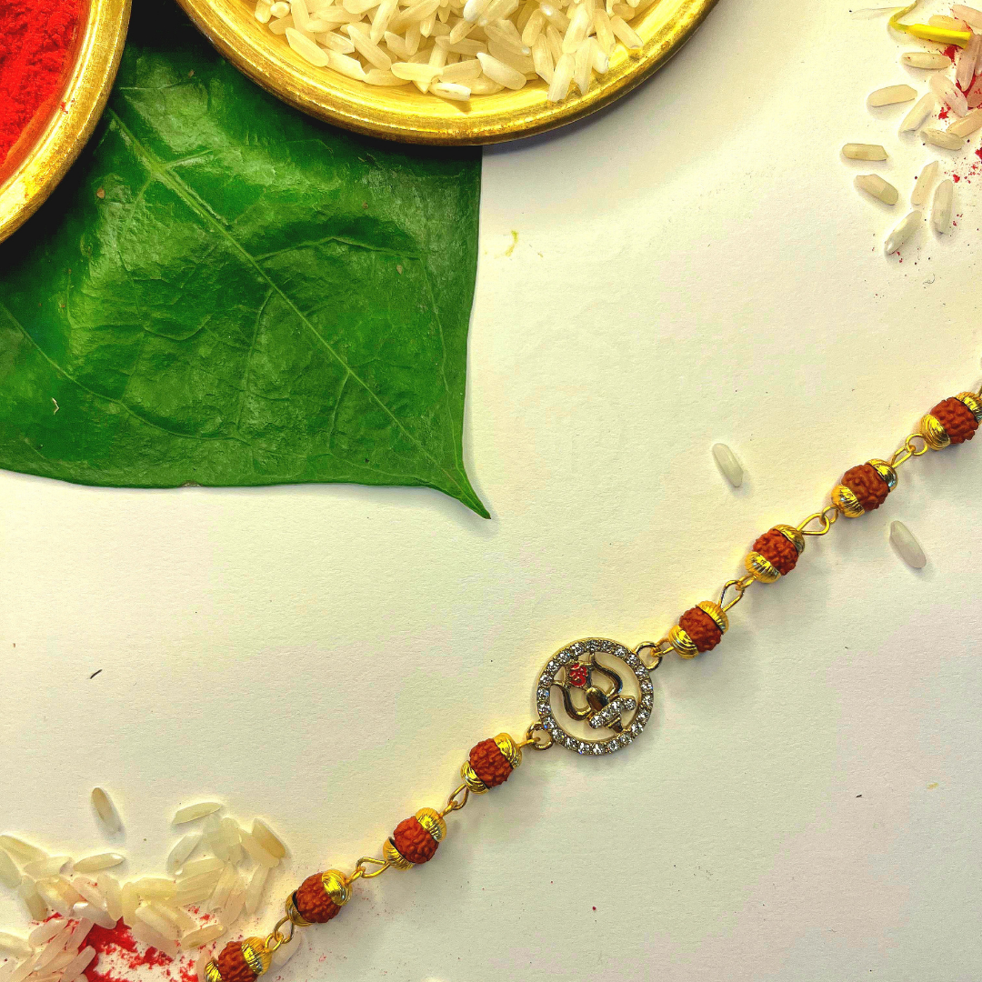 Handmade Vibhuti Rakhi  with Free Chawal & Kumkum