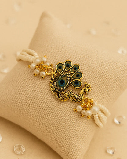 Handmade Pearl Mayuri  with Free Chawal & Kumkum