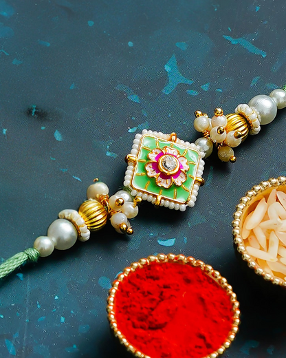 Traditional Rakhi Set with Free Chawal & Kumkum