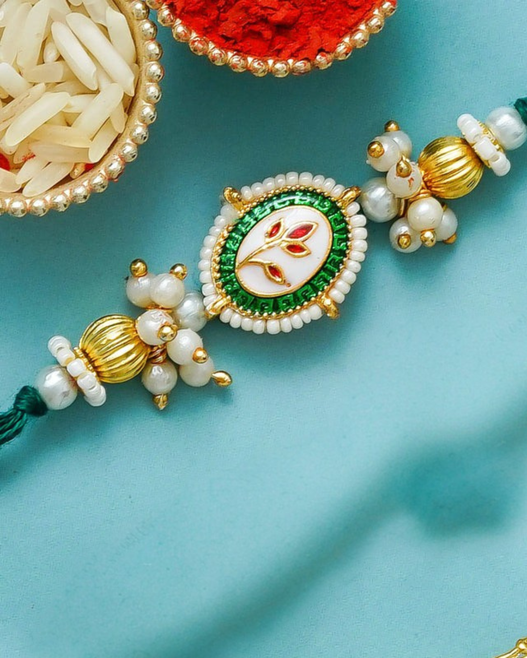 Traditional Rakhi Set with Free Chawal & Kumkum