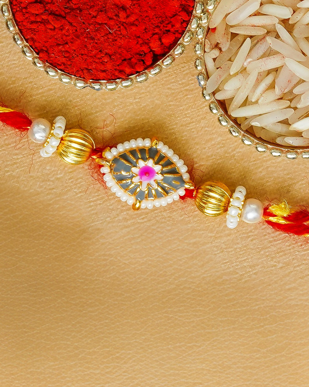 Traditional Rakhi Set with Free Chawal & Kumkum