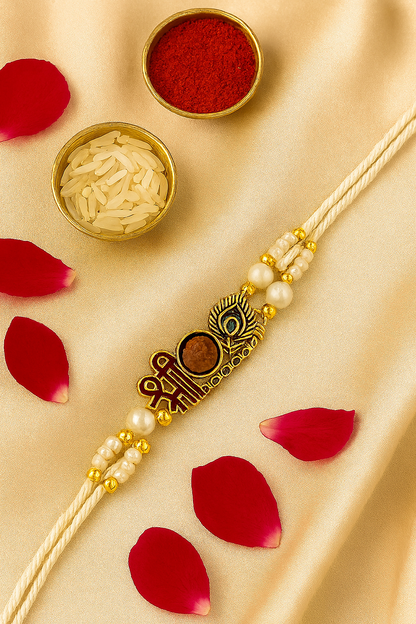 Handmade Shree Rudra Rakhi with Free Chawal & Kumkum