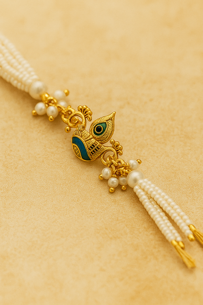 Graceful White Pearl Rakhi 🌸