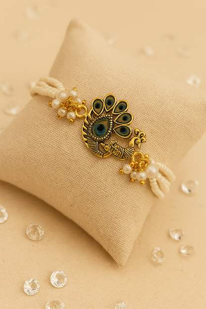 Graceful White Pearl Rakhi 🌸