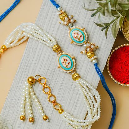 Couple Traditional Rakhi Set with Free Chawal & Kumkum