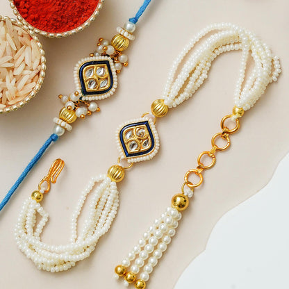 Couple Traditional Rakhi Set with Free Chawal & Kumkum