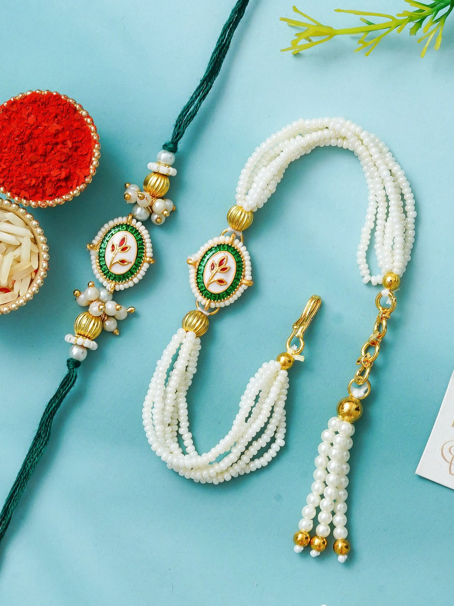 Traditional Rakhi Set with Free Chawal & Kumkum