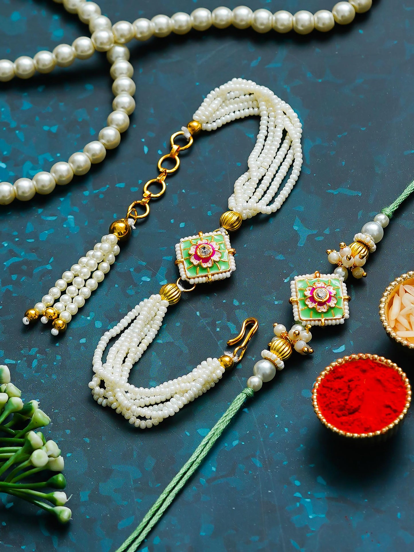 Traditional Rakhi Set with Free Chawal & Kumkum