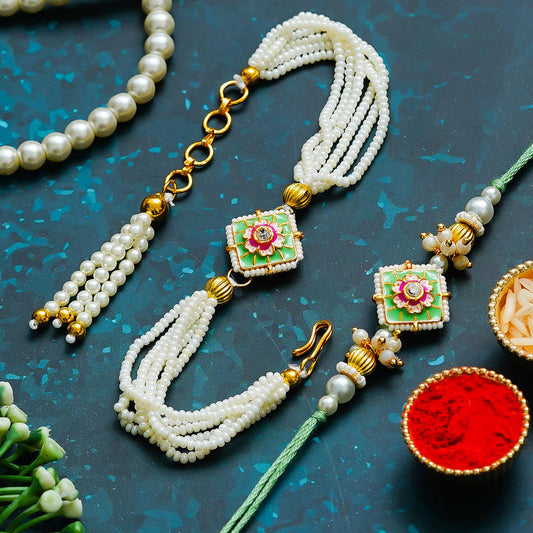 Couple Traditional Rakhi Set with Free Chawal & Kumkum