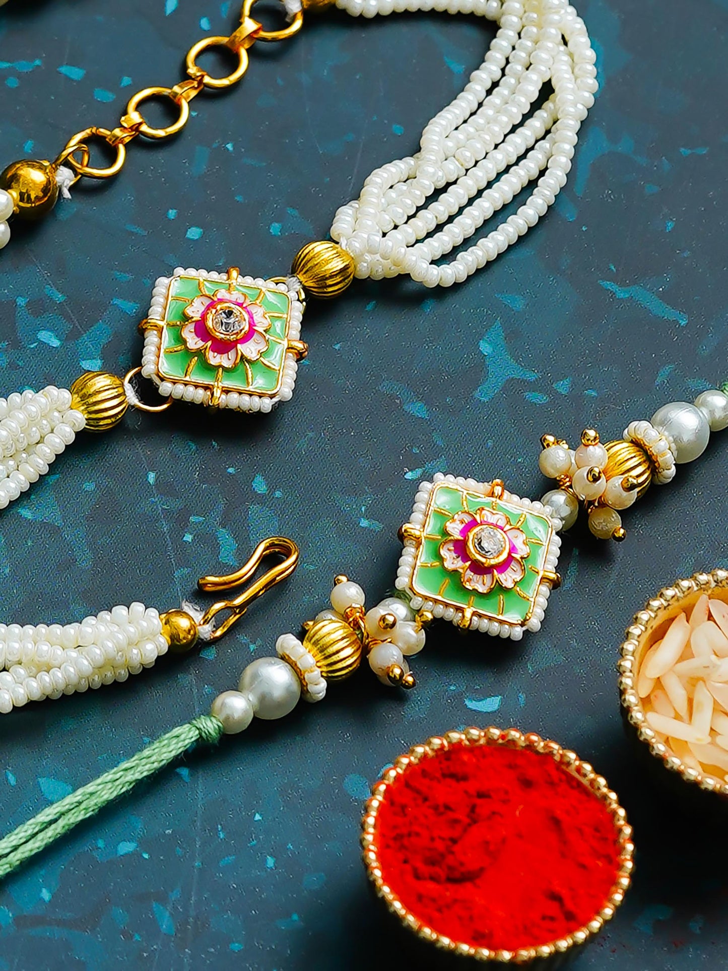 Traditional Rakhi Set with Free Chawal & Kumkum