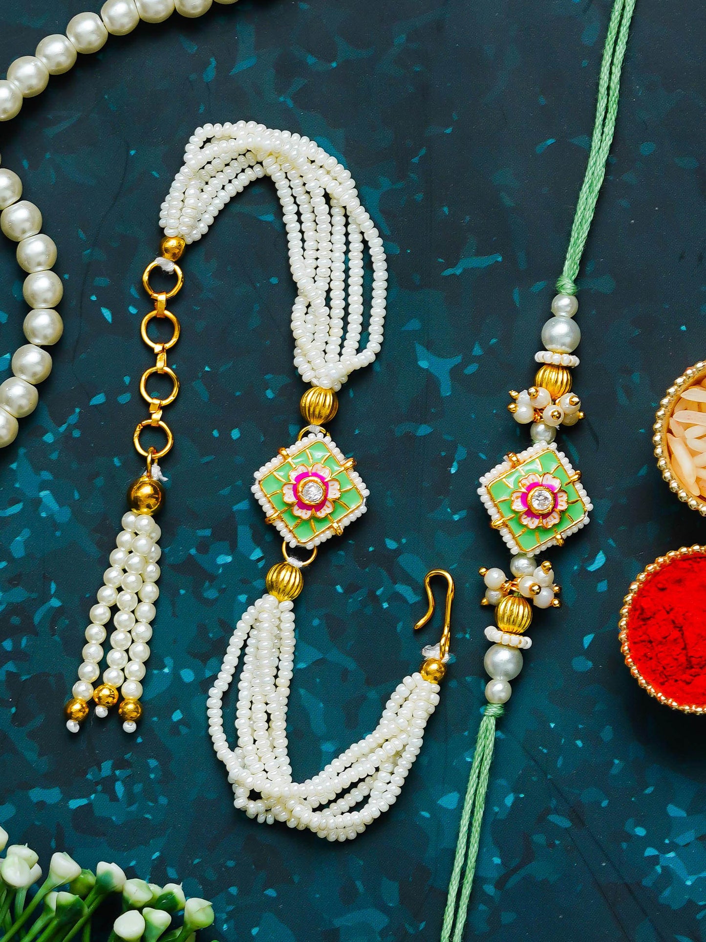 Traditional Rakhi Set with Free Chawal & Kumkum