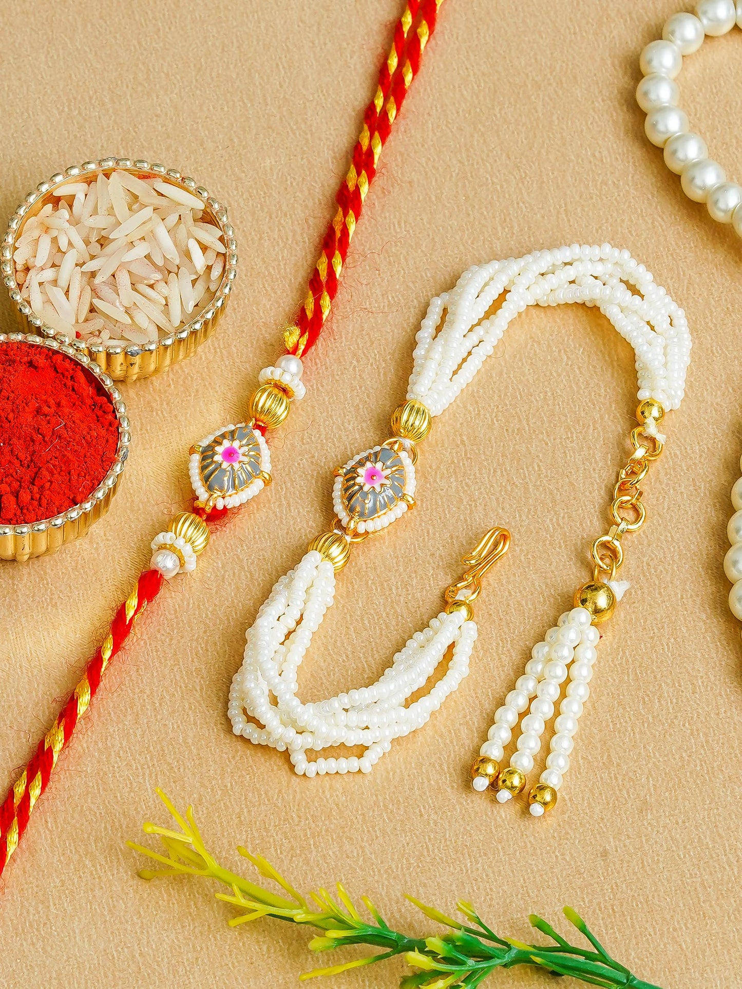 Traditional Rakhi Set with Free Chawal & Kumkum