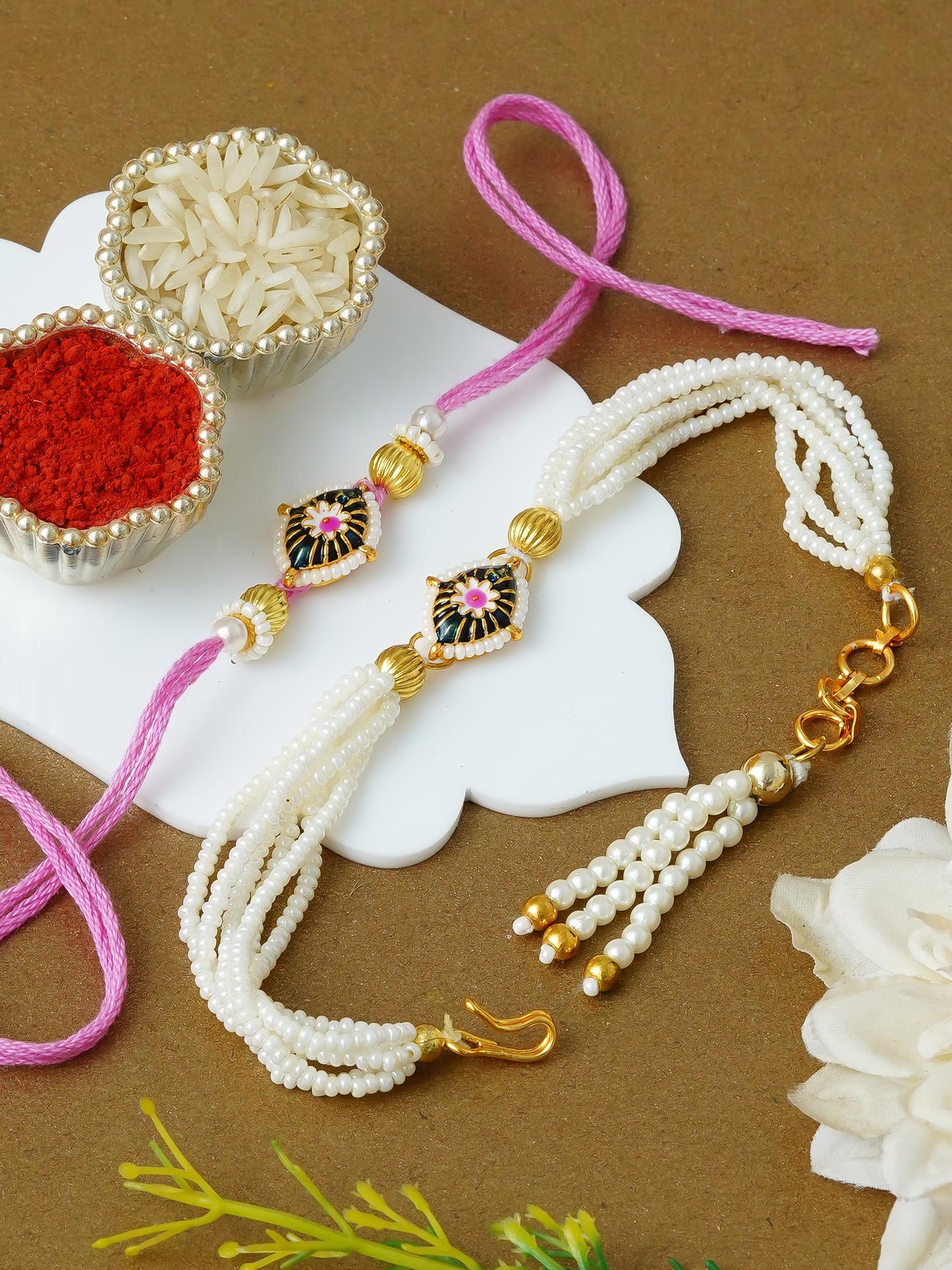 Traditional Rakhi Set with Free Chawal & Kumkum