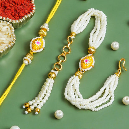 Couple Traditional Rakhi Set with Free Chawal & Kumkum