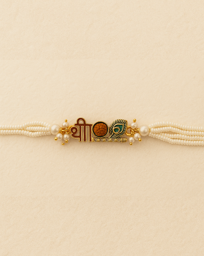 Graceful White Pearl Rakhi 🌸